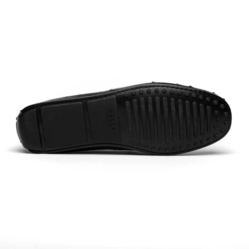 Zelli Monza Ostrich Quill Driving Loafers in Black