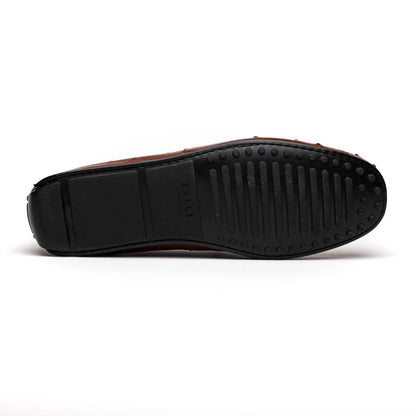 Zelli Monza Genuine Ostrich Quill Driving Loafers in Brandy