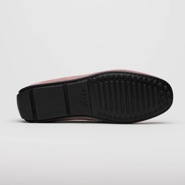 Zelli Monza Suede and Caiman Crocodile Driving Shoes in Candy