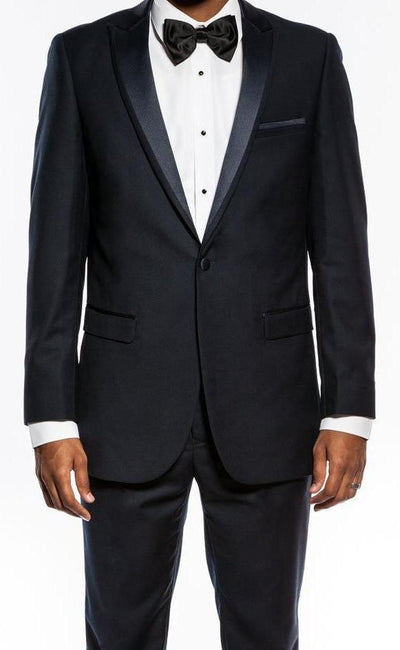 Navy Slim Fit 2 Piece Tuxedo With Satin Peak Lapel 1 SO4MT187S-02-34R  - from alligatorwarehouse.com