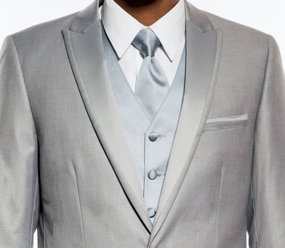 Light Gray Slim Fit 2 Piece Tuxedo With Satin Peak Lapel 2 SO4MT187S-05-42L  - from alligatorwarehouse.com