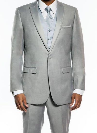 Light Gray Slim Fit 2 Piece Tuxedo With Satin Peak Lapel 1 SO4MT187S-05-42L  - from alligatorwarehouse.com