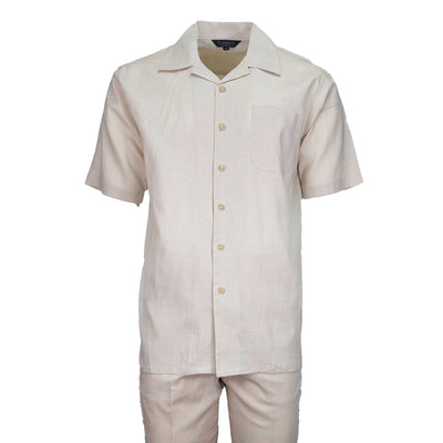 Mens Natural Linen Shirt and Pants Casual Outfit Set
