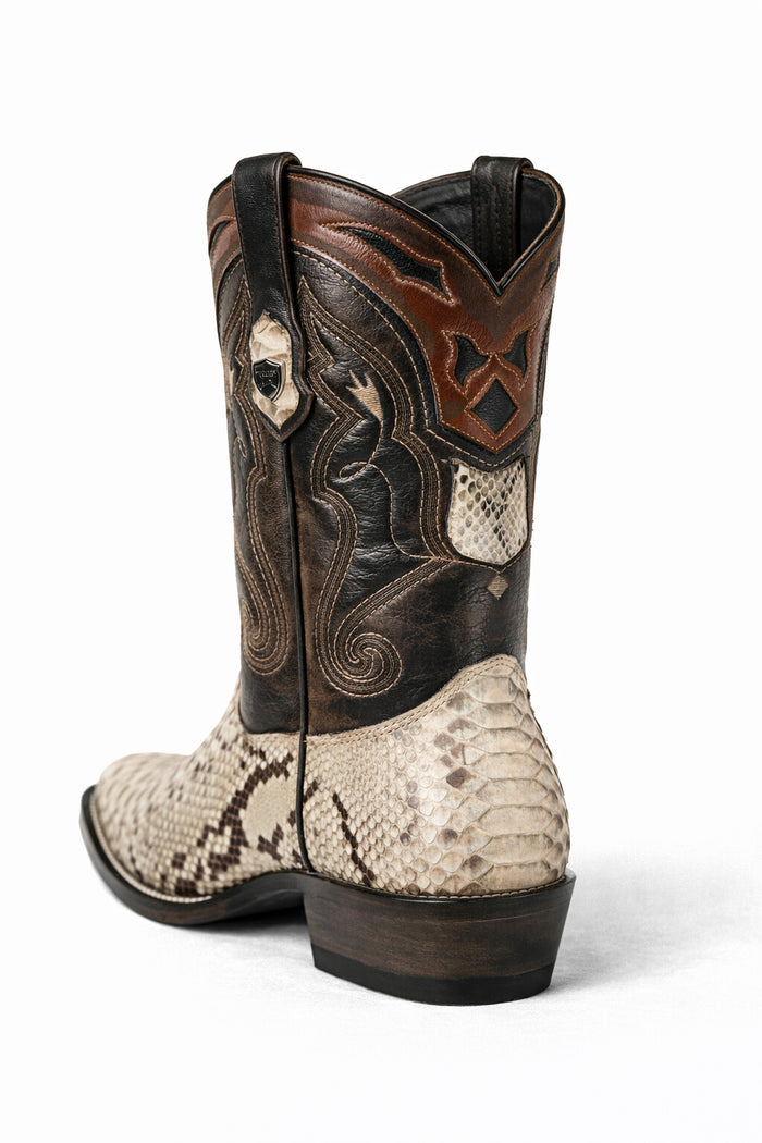 Men's Wild West Python Skin Yellow Gold J Toe Boots 29957