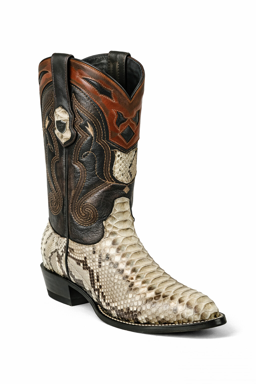 Men's Wild West Python Skin Yellow Gold J Toe Boots 29957