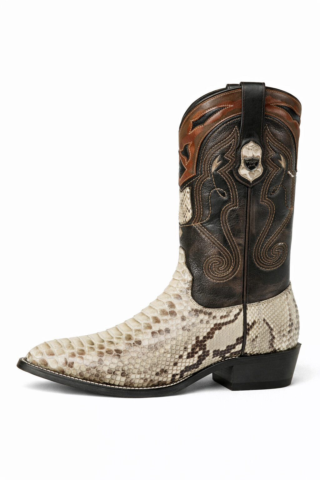 Men's Wild West Python Skin Yellow Gold J Toe Boots 29957