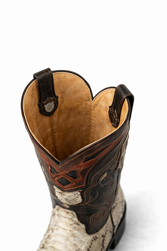 Men's Wild West Python Skin Yellow Gold J Toe Boots 29957