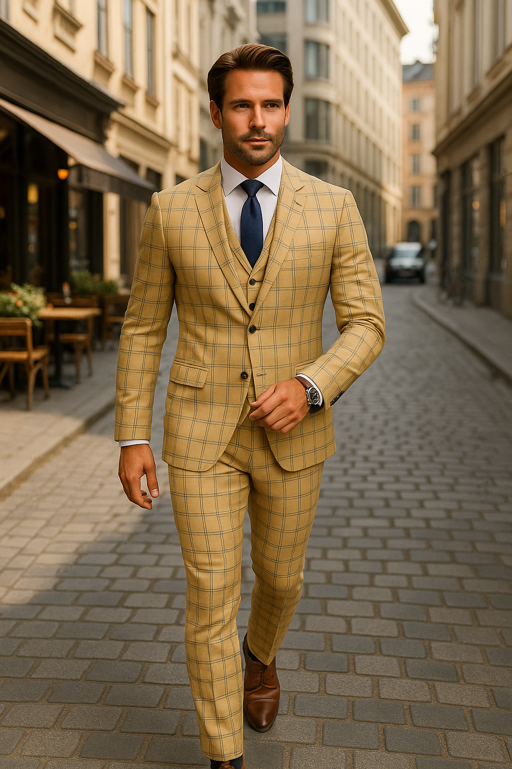 Wool Suit - Italian Made Business Suit by Statement Men's 3 Piece 100% Wool Fashion Suit - Modern Fit
