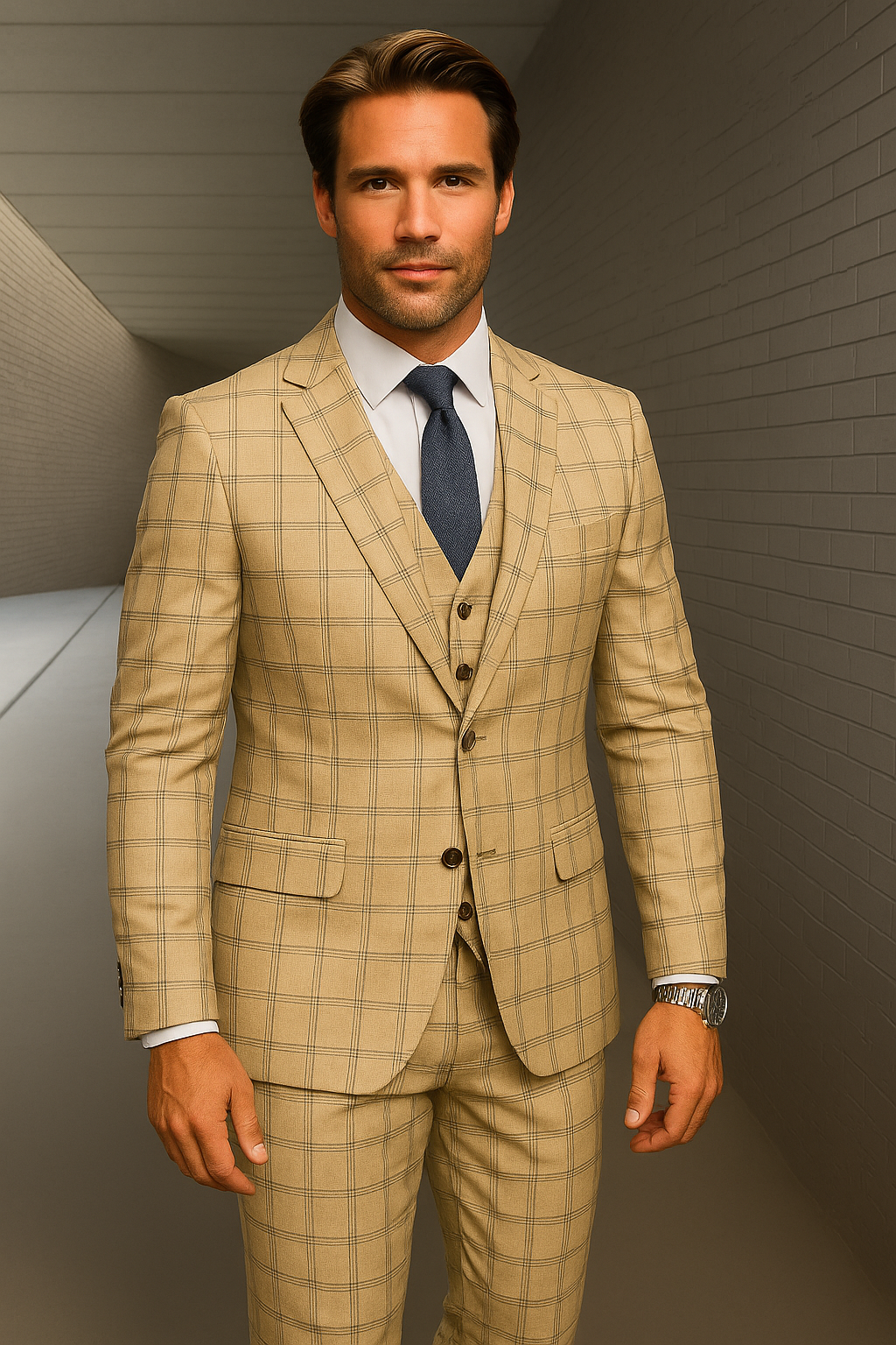 Wool Suit - Italian Made Business Suit by Statement Men's 3 Piece 100% Wool Fashion Suit - Modern Fit