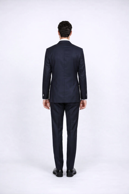 Rossiman Rossi Navy Blue Slim Fit Suit – Peak Lapel Tailored Formalwear for Men