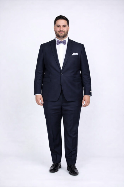 Rossiman Rossi Navy Blue Slim Fit Suit – Peak Lapel Tailored Formalwear for Men
