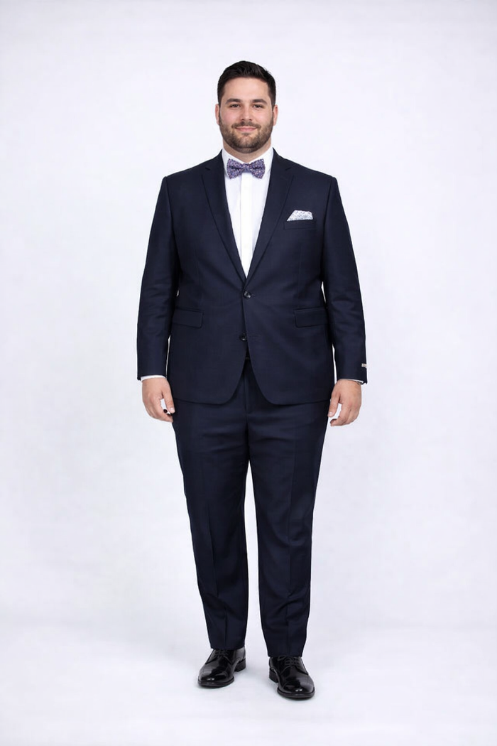 Rossiman Rossi Navy Blue Slim Fit Suit – Peak Lapel Tailored Formalwear for Men