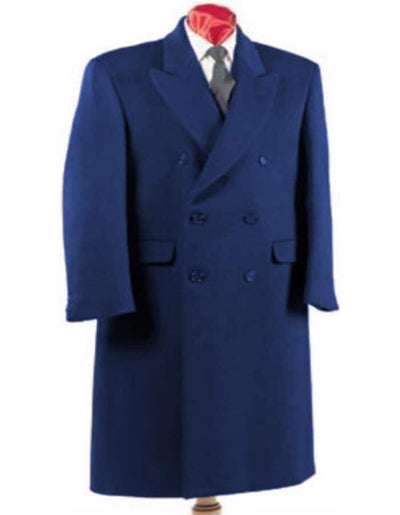 Navy Blue Wool Double Breasted Wool Overcoat ~ Long Men's Dress Topcoat - Winter coat Full Length 1   - from alligatorwarehouse.com