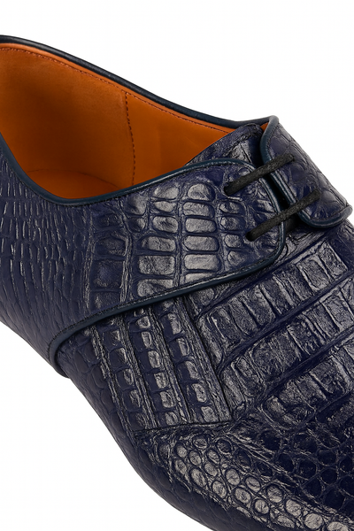 Men's Navy Crocodile & Calfskin Leather Slip-On Dress Loafers 4   - from alligatorwarehouse.com