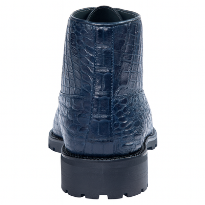 Navy Genuine Caiman Crocodile Belly Ankle Los Altos Boot 7   - from alligatorwarehouse.com