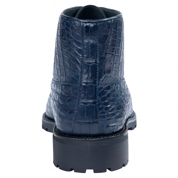 Navy Genuine Caiman Crocodile Belly Ankle Los Altos Boots