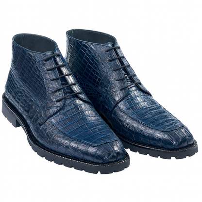 Navy Genuine Caiman Crocodile Belly Ankle Los Altos Boot