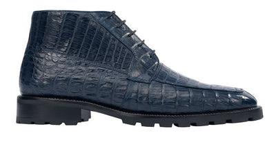 Navy Genuine Caiman Crocodile Belly Ankle Los Altos Boot 2   - from alligatorwarehouse.com
