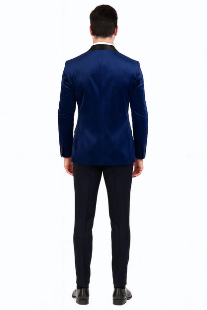 Navy Velvet Double Breasted Tuxedo Jacket – Wedding & Prom