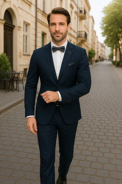 Wool Suit - Italian Made Business Suit by Statement Men's 2 Piece 100% Wool Modern Fit Suit - Subtle Texture