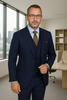 Wool Suit - Italian Made Business Suit by Statement Men's 3 Piece 100% Wool Fashion Suit - Herringbone Stripes 9 GARDA_Black_38R  - from alligatorwarehouse.com