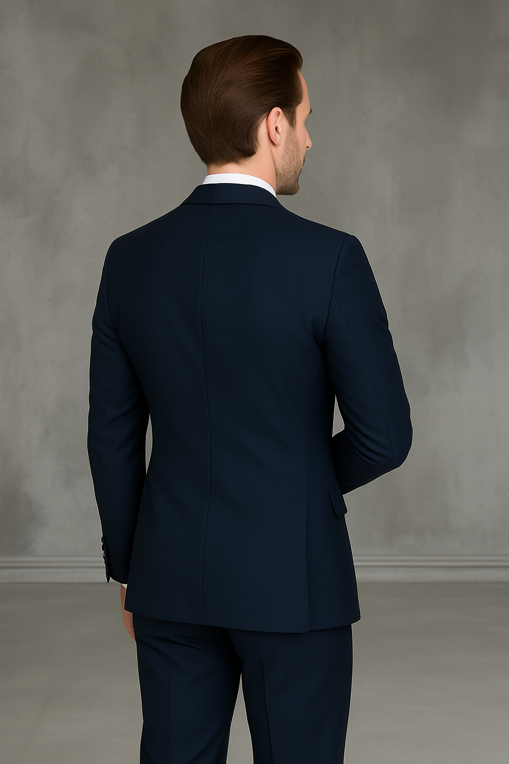 Wool Suit - Italian Made Business Suit by Statement Men's 2 Piece 100% Wool Modern Fit Suit - Subtle Texture