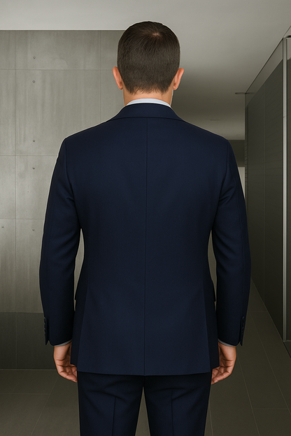 Wool Suit - Italian Made Business Suit by Statement Men's 3 Piece 100% Wool Fashion Suit - Herringbone Stripes