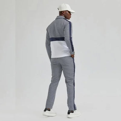 Walking Suit - Mens Houndstooth 2pc Navy Tracksuit 3   - from alligatorwarehouse.com