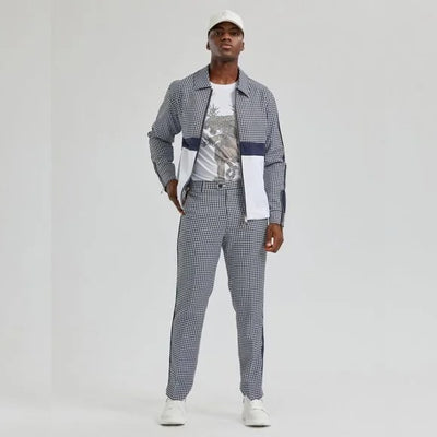 Walking Suit - Mens Houndstooth 2pc Navy Tracksuit 4   - from alligatorwarehouse.com
