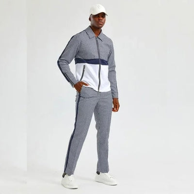 Walking Suit - Mens Houndstooth 2pc Navy Tracksuit 2   - from alligatorwarehouse.com