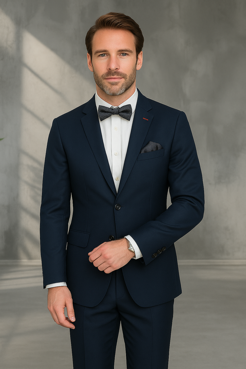 Statement Men's 3 Piece 100% Wool Modern Fit Suit - Subtle Textured