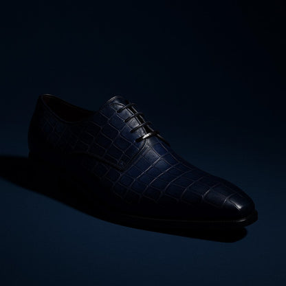 Marco Di Milano Bono Navy Alligator Wholecut Oxfords
