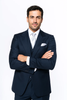 Suits With Baggy Pleated Pants - Wide Leg Pants 100% Wool - Classic Fit in Navy Single Breast Lapel by Rossiman 3   - from alligatorwarehouse.com