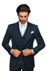 Suits With Baggy Pleated Pants - Wide Leg Pants 100% Wool - Classic Fit in Navy Single Breast Lapel by Rossiman 4   - from alligatorwarehouse.com