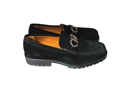 P041 Newport- Black Bit Suede Loafer