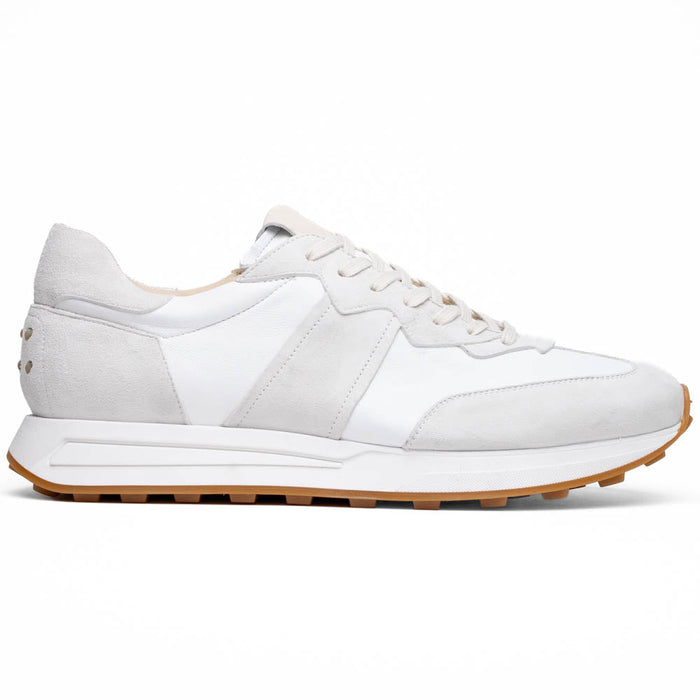 Zelli Roxi Italian Suede and Calfskin Luxury Sneaker in White