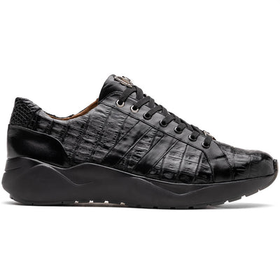 Marco Di Milano Nino Men's Black Sleek Genuine Caiman Crocodile Sneaker 1 NINO_CAIMAN FUSCUS_BLACK_8  - from alligatorwarehouse.com