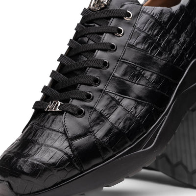 Marco Di Milano Nino Men's Black Sleek Genuine Caiman Crocodile Sneaker 3 NINO_CAIMAN FUSCUS_BLACK_8  - from alligatorwarehouse.com