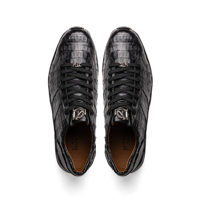 Marco Di Milano Nino Men's Black Sleek Genuine Caiman Crocodile Sneaker 4 NINO_CAIMAN FUSCUS_BLACK_8  - from alligatorwarehouse.com