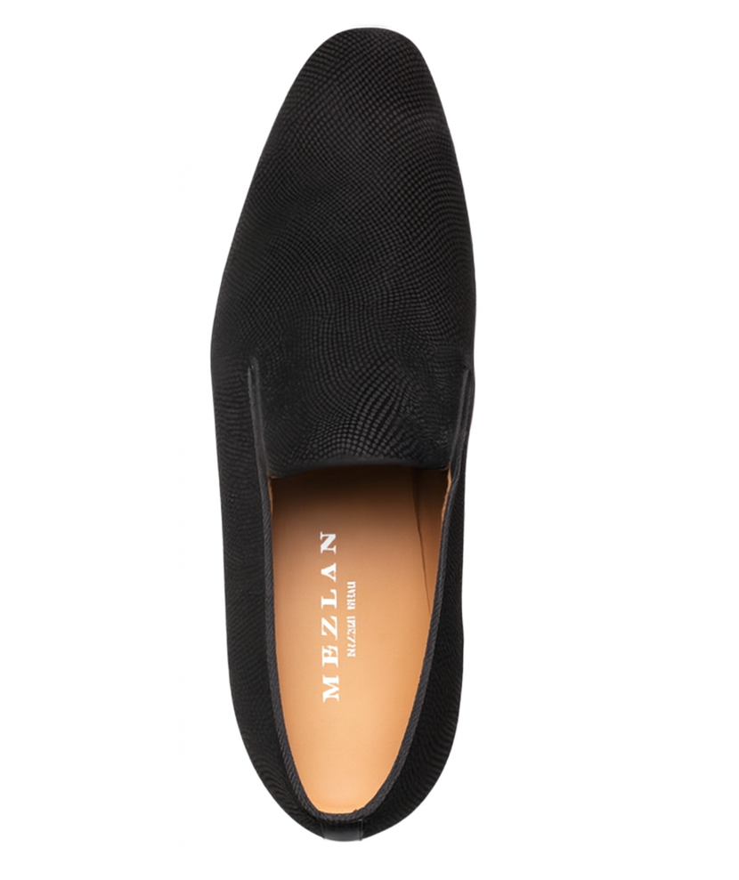 Notte Black Glass Suede Slip On Shoes By Mezlan Made In Spain Brand