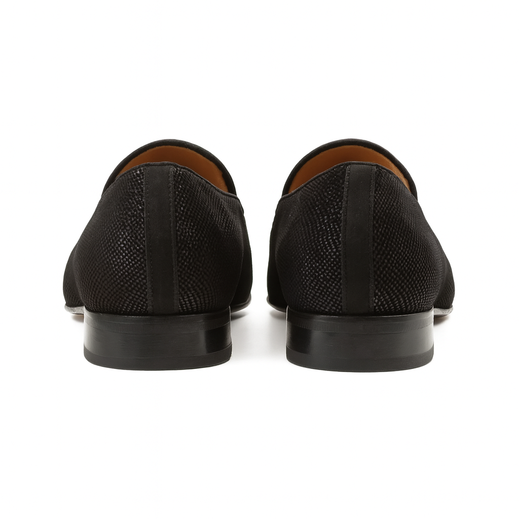 Notte Black Glass Suede Slip On Shoes By Mezlan Made In Spain Brand