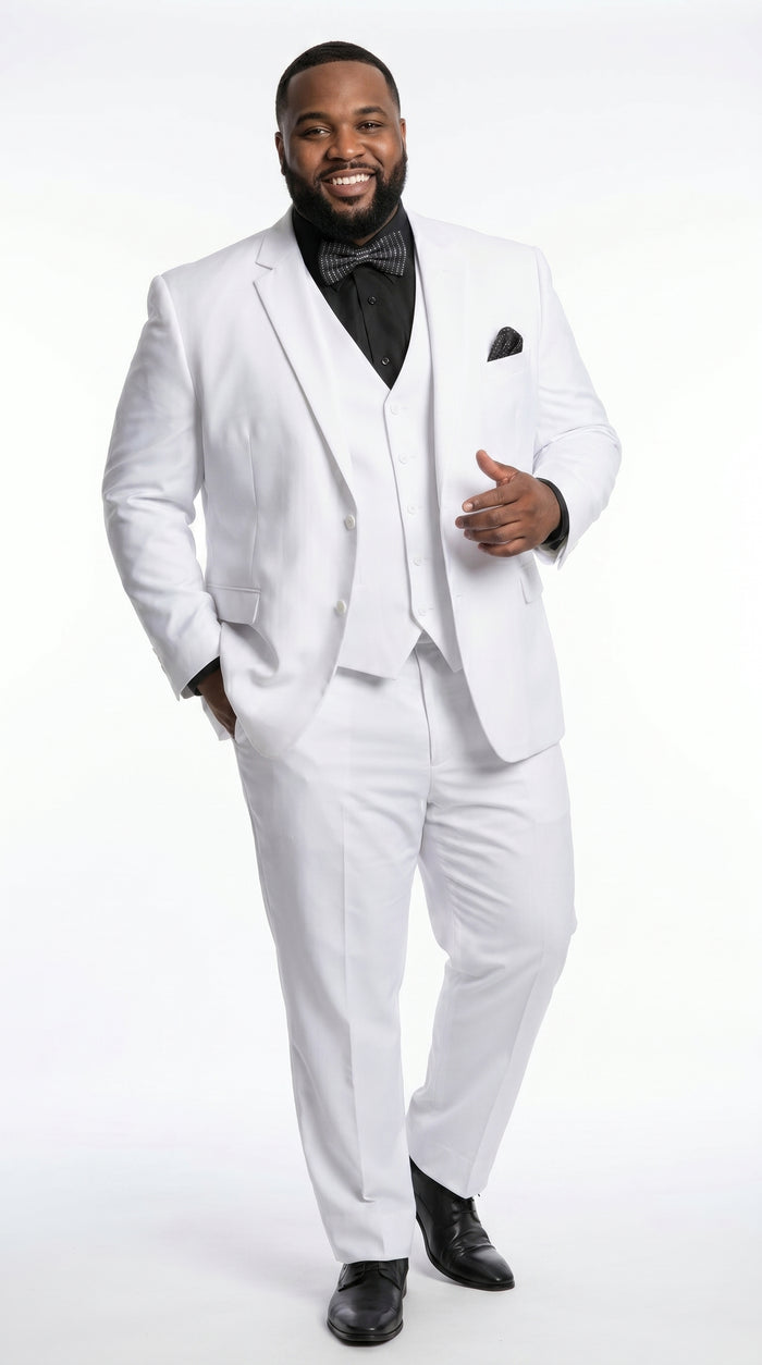 Men’s White Disco Suit with Jacket, Vest and Pants, Saturday Night Style Formal Party Suit