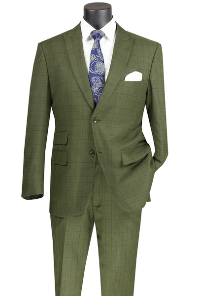 Olive Windowpane 2 Piece Modern Fit Suit 1 SO1MRW-1_OLIVE_36S  - from alligatorwarehouse.com