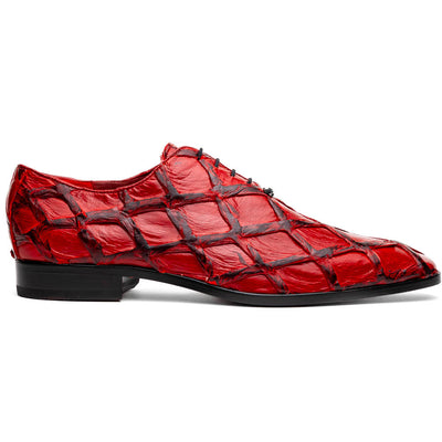 Marco Di Milano Olivieri Red Pirarucu Dress Shoe Oxfords 1 OLIVIERI_PIRARUCU_RED_8  - from alligatorwarehouse.com