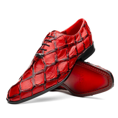 Marco Di Milano Olivieri Red Pirarucu Dress Shoe Oxfords 2 OLIVIERI_PIRARUCU_RED_8  - from alligatorwarehouse.com