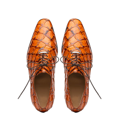 Marco Di Milano Olivieri Brandy Pirarucu Dress Shoe Oxfords 5 OLIVIERI_PIRARUCU_BRANDY (HONEY)_8  - from alligatorwarehouse.com
