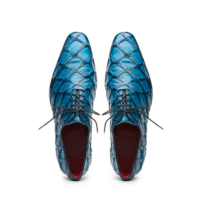 Marco Di Milano Olivieri Caribbean Blue Pirarucu Dress Shoe Oxfords 4 OLIVIERI_PIRARUCU_CARIBEAN BLUE_8  - from alligatorwarehouse.com