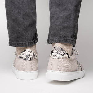 Zelli Olympias Python and Sueded Goatskin Luxury Sneakers in Grey