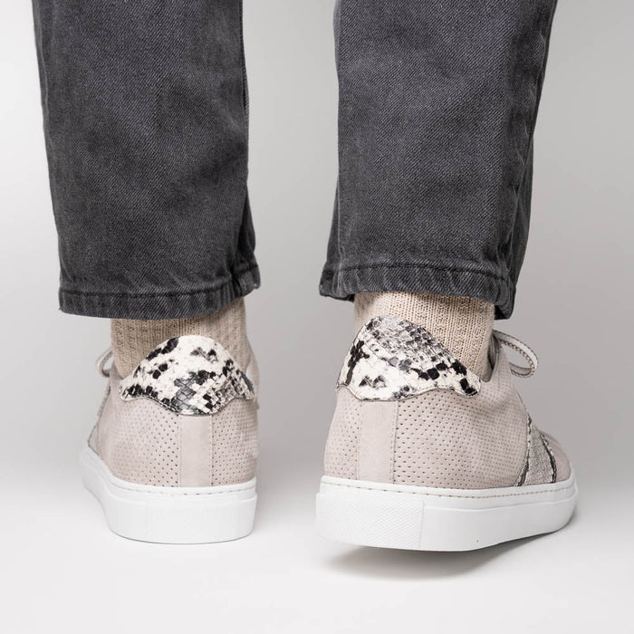 Zelli Olympias Python and Sueded Goatskin Luxury Sneakers in Grey