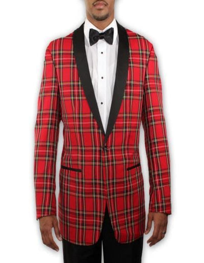 Big and Tall Holiday Jacket - Christmas Tartan Plaid Sport Jacket For Big Man in Color Red Tartan Scottish Pattern 1   - from alligatorwarehouse.com